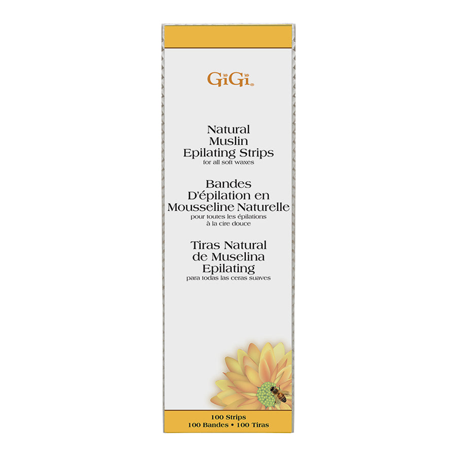 GiGi natural muslin epilating strips packaging on a white background