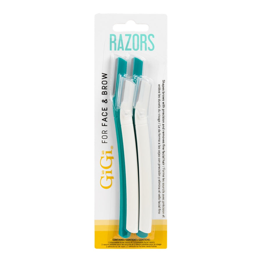 Pack of GIGI razors for face and brow on a white background