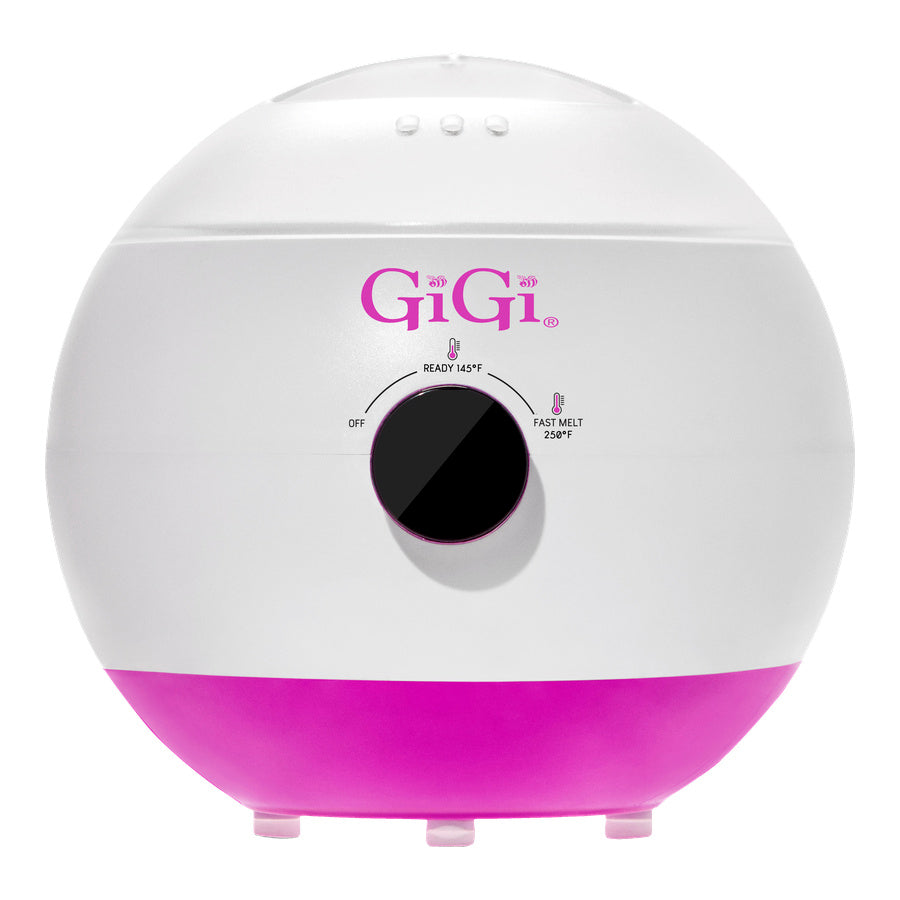 GiGi digital wax warmer with white and pink design, temperature control dial, no front light