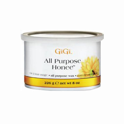 GiGi All Purpose Honee Wax in 8 oz can, ideal for all-over waxing with honey-infused soft wax for smooth results.