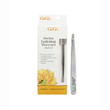 GiGi Swiss Epilating tweezer pack with a detailed slanted tweezer on the side