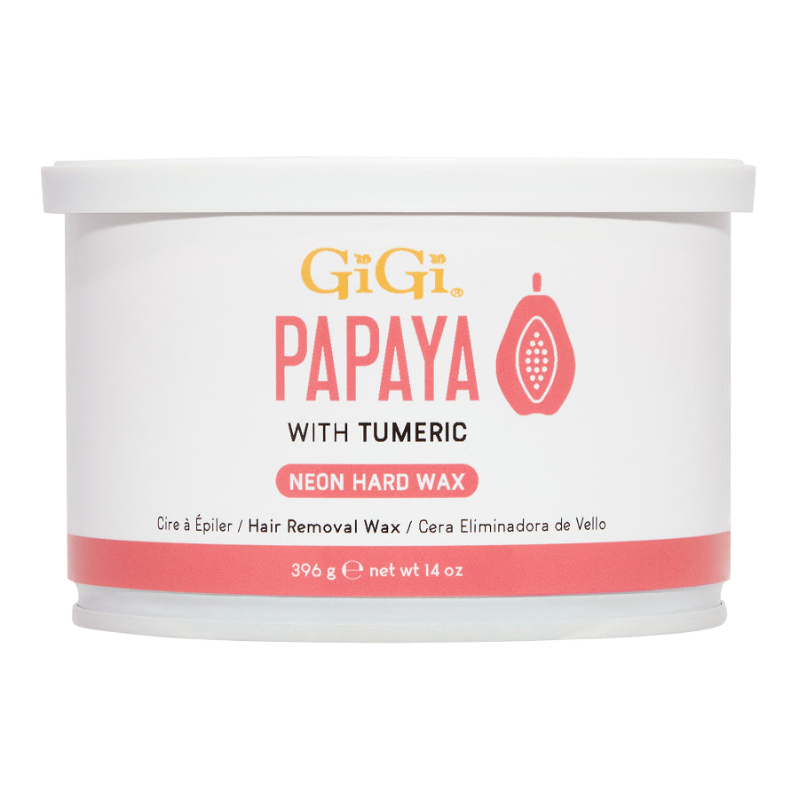 GiGi Papaya with Tumeric Neon Hard Wax container on a white background