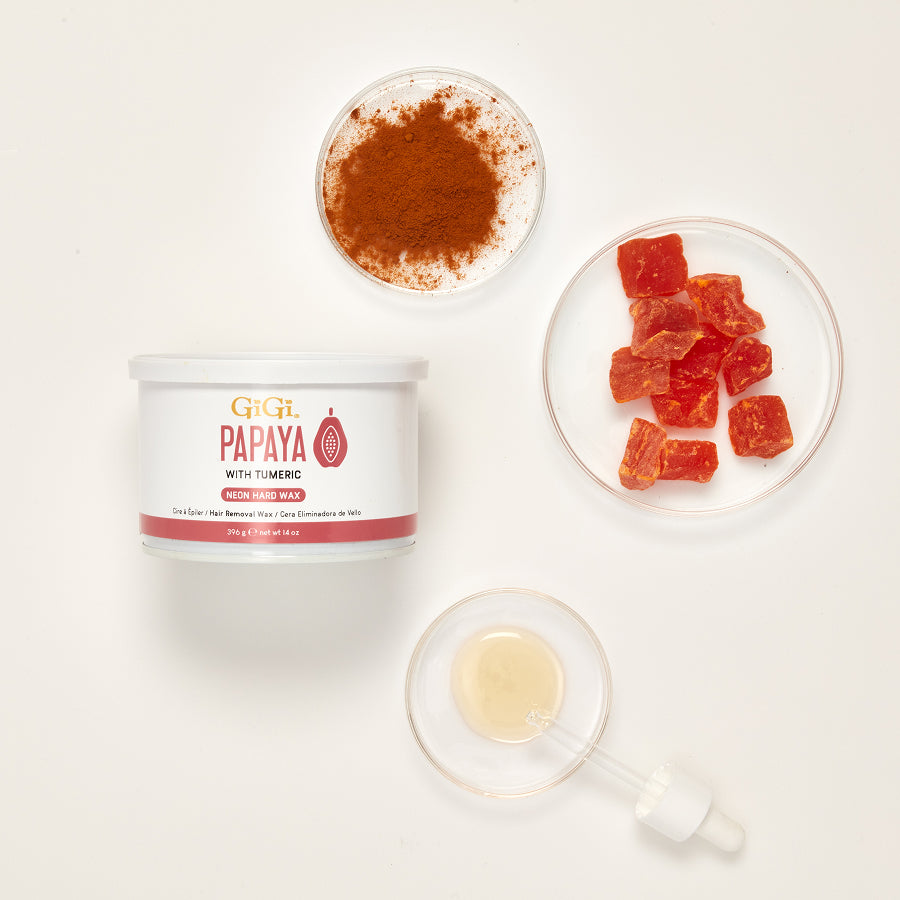 Papaya with Turmeric product on a white background