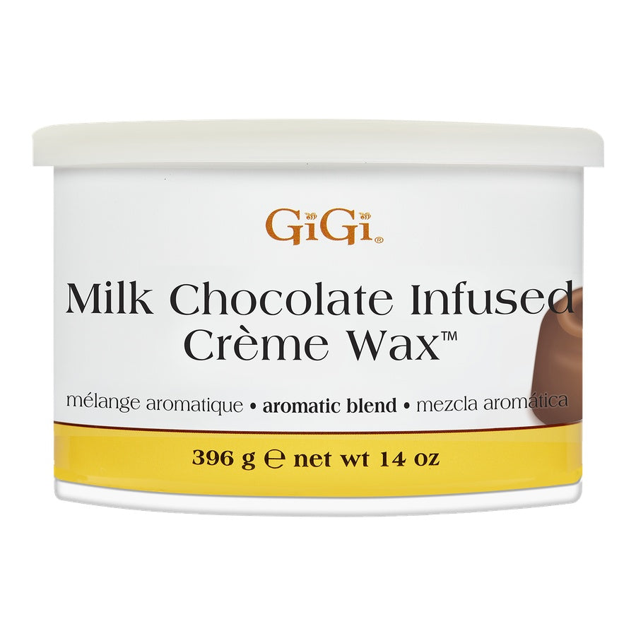 GiGi Milk Chocolate Infused Creme Wax container on a white background
