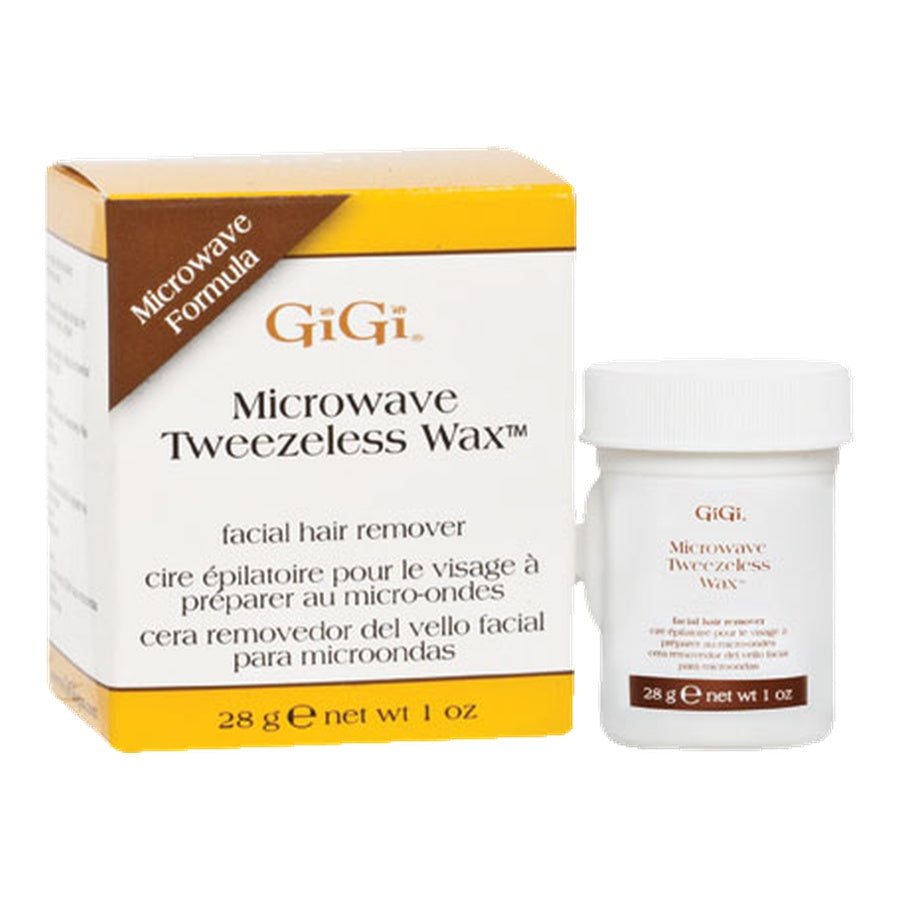 GiGi Microwave Tweezeless Wax facial hair remover packaging on a white background