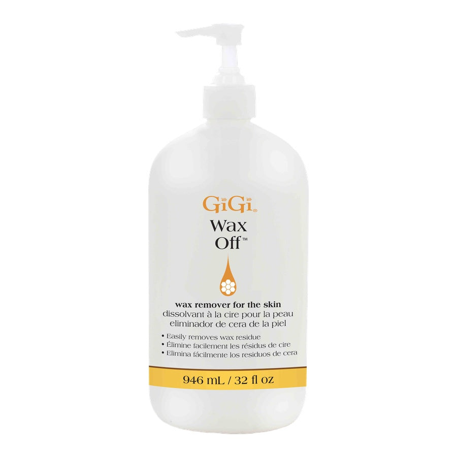 GiGi Wax Off wax remover bottle on a white background