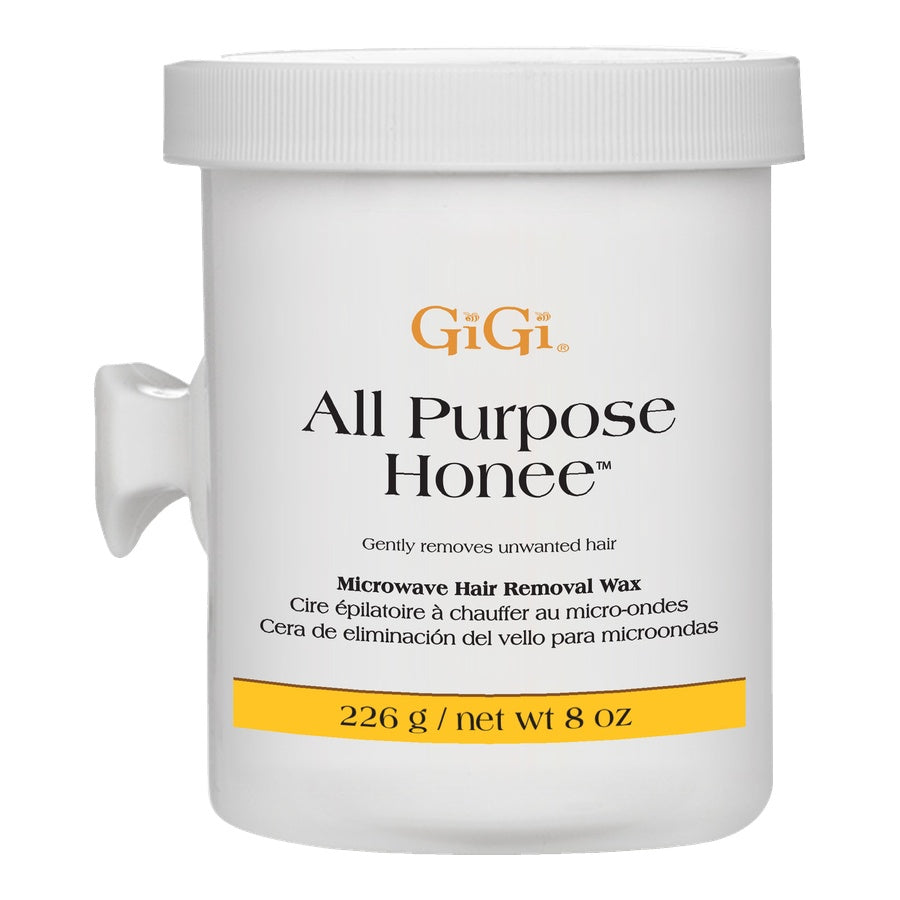 GIGI All Purpose Honee microwave hair removal wax container on a white background
