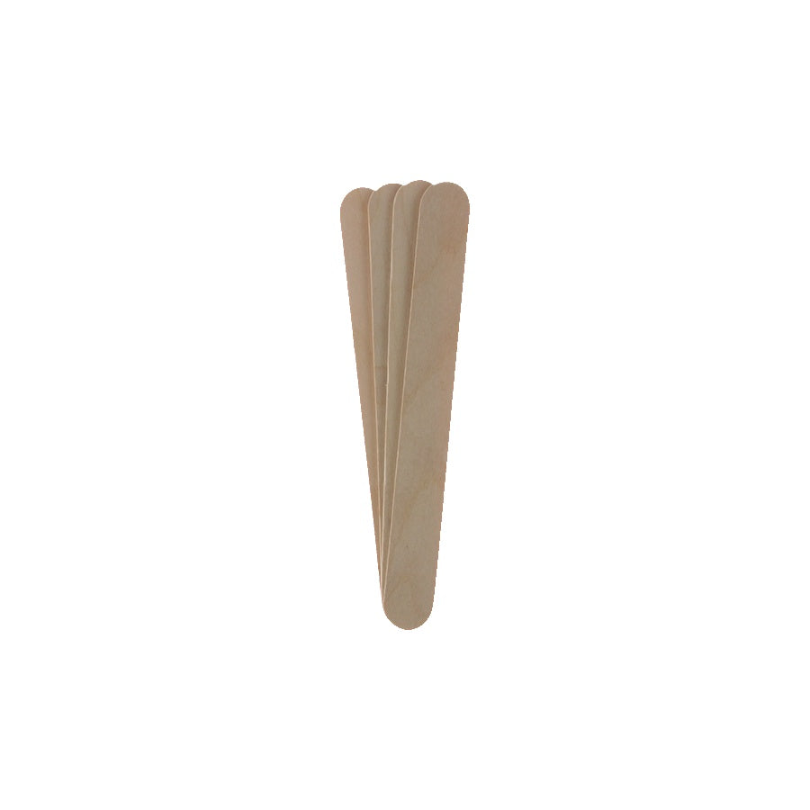 Four wooden ice cream sticks on a white background