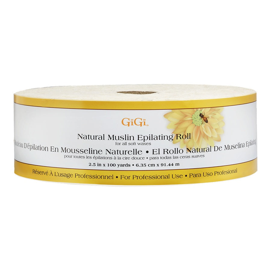 GiGi natural muslin epilating roll packaging on a white background