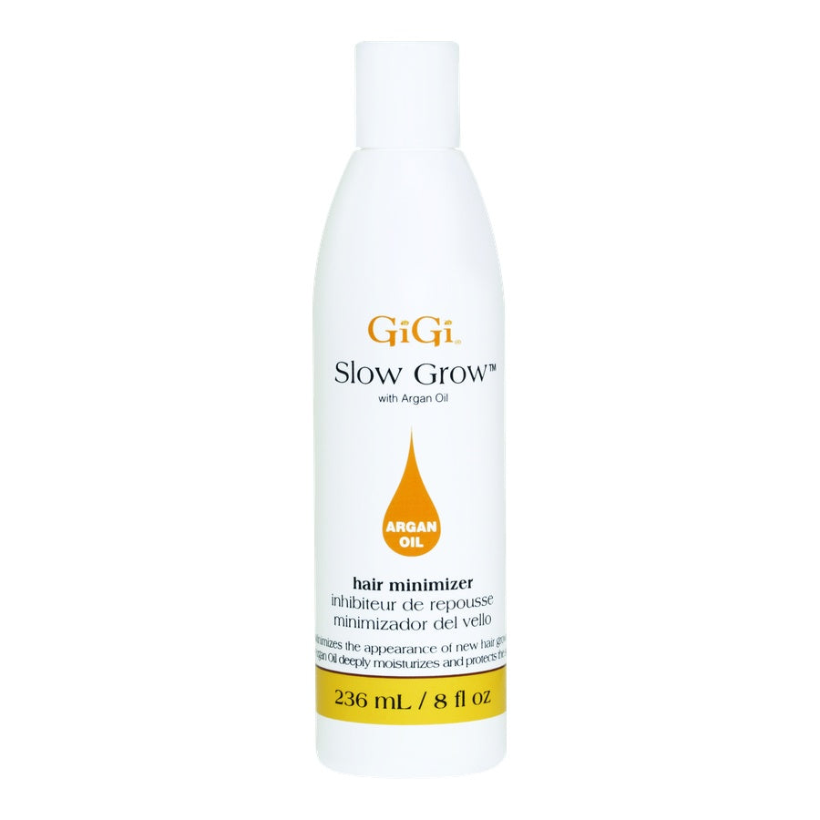 GiGi Slow Grow hair minimizer bottle on a white background