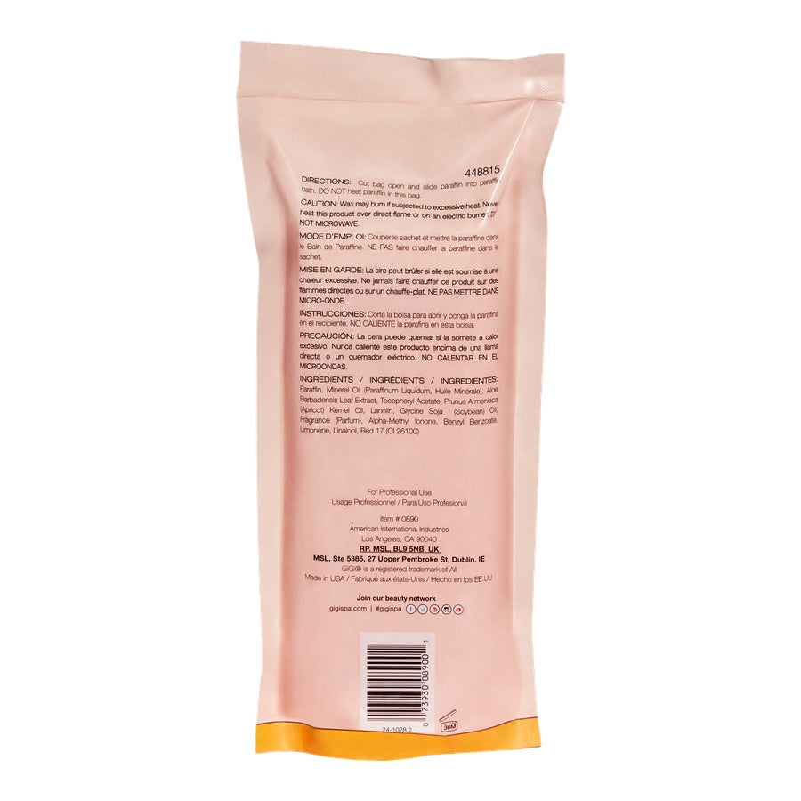 Back view of a pink packaging with text and a barcode on a white background