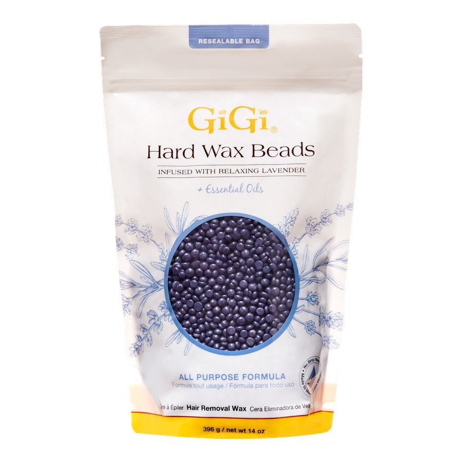 Bag of GiGi hard wax beads on a white background