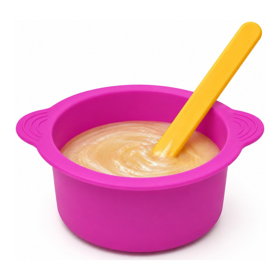 Reusable container with wax on a white background