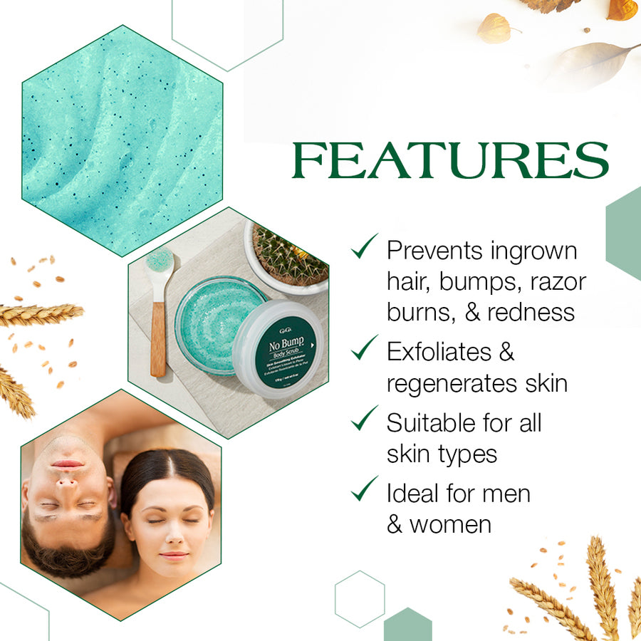 Product packaging with features listed on a white background