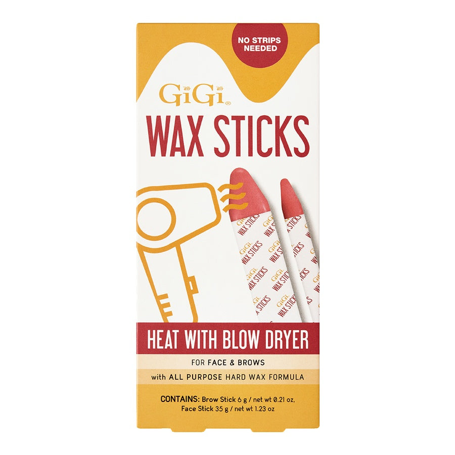 Box of GiGi wax sticks for face and brows with a white background