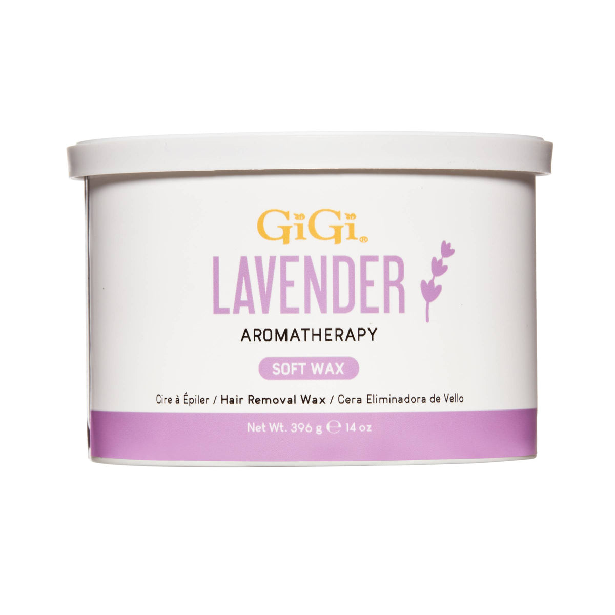 lavander wax container on a white background