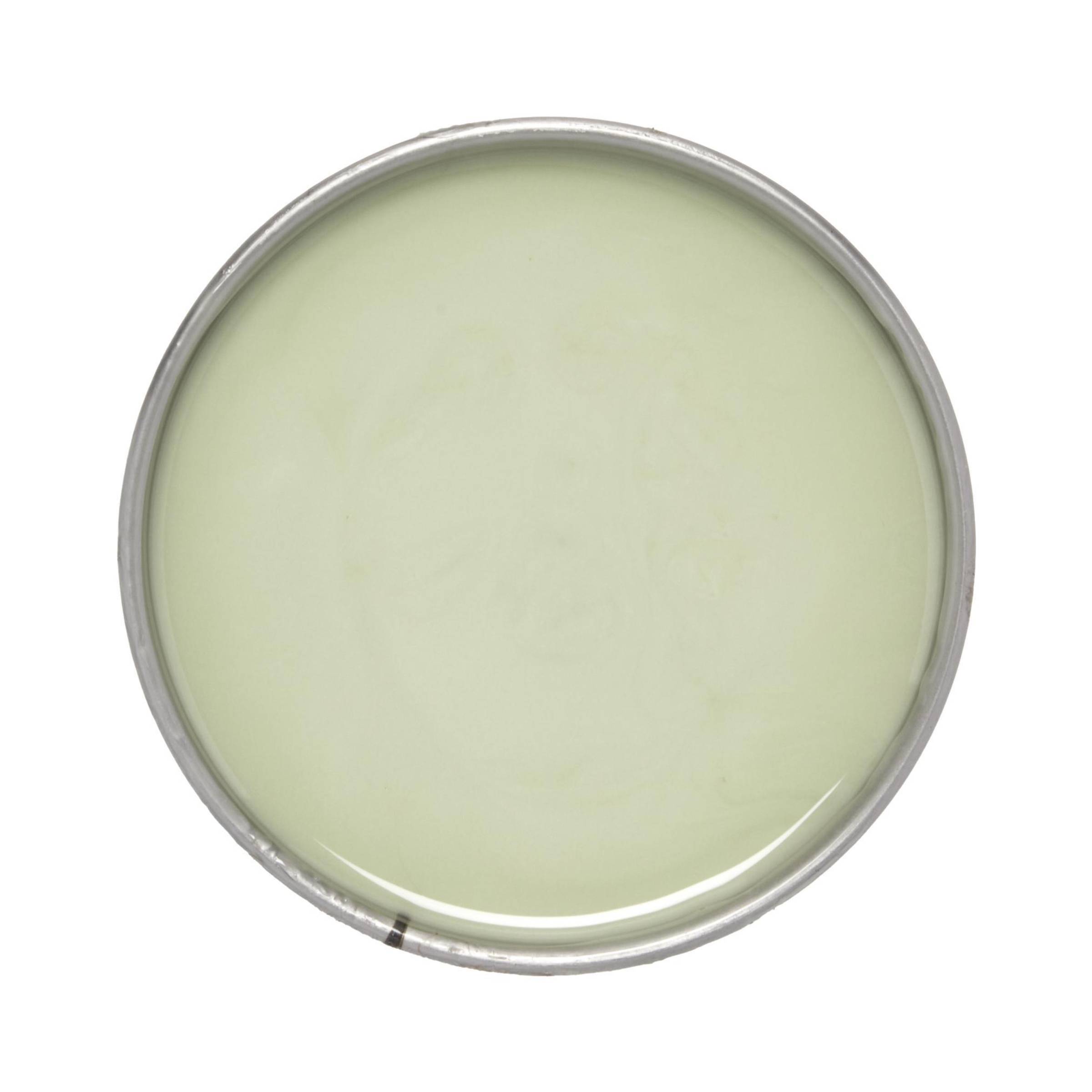 Top-down view of smooth, pale green GiGi Tea Tree Soothing Soft Wax inside a round tin.