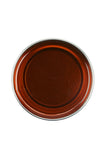 Top view of an open 14 ounce can of GiGi All Purpose Honee Soft showing its deep translucent brown color