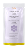 Front view of GiGi Lavender Infused Paraffin Wax 16 ounce pack with the product name in English, French, & Spanish