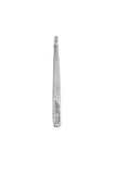 Frontage look of a swiss stainless tweezer with a slanted end featuring the detail of tweezer